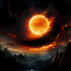 Wall Mural - Abstract representation of a solar eclipse. 