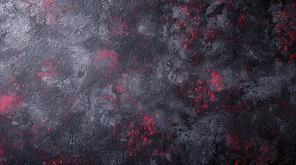 Poster -   A grungy surface with red and black paint splatters at its top and bottom