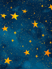 a blue background with gold stars.