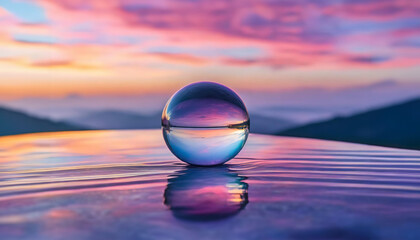 Wall Mural - Sunset Reflection in Crystal Sphere