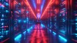 © sitimutliatul - Virtual reality walkthrough in an illuminated network server aisle focusing on data processing