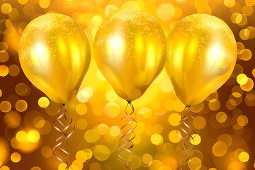 Wall Mural - Grand opening celebration background with golden ribbon and balloon.