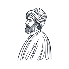 Poster - A muslim cleric scholar. Black white vector illustration.