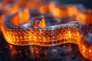 Wall Mural - a mesmerizing abstract image featuring waves of orange lights, emitting warmth and vibrant energy