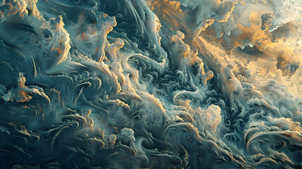 Wall Mural - A high-altitude image of the troposphere showing the intricate patterns and colors of cirrus clouds at sunset