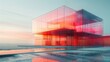 © sitimutliatul - Transparent multi-layered building shines in reds and pinks against a backdrop of a minimalist landscape.