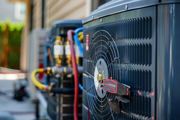 Wall Mural - The beauty of efficiency in a condenser unit within a central air conditioning system