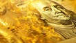 Close-up of a US hundred dollar bill focusing on Benjamin Franklins portrait, visible in fine detail.
