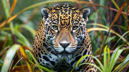Wall Mural - jaguar in the grass
