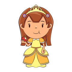 Sticker - Princess eating red apple 