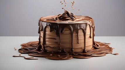 Wall Mural - streaming chocolate from the top of the cake. PNG of solitary chocolate streams on a translucent background.