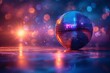 © Larisa AI - Captivating disco ball illuminated by sunset-like light on a reflective surface with a bokeh background