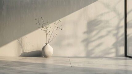 Poster - Serene minimalist interior with vase and shadows