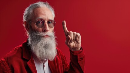 Canvas Print - An elderly man with a long white beard wearing a red jacket. Perfect for holiday concepts