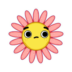 Wall Mural - retro flower character cartoon. heface cute, funny comic, trendy sticker retro flower character sign. isolated symbol vector illustration