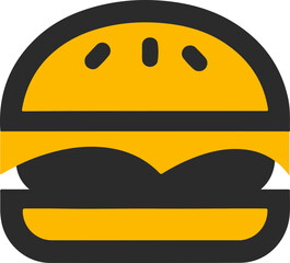 Wall Mural - Stylized illustration of a hamburger with separate layers shown in yellow and black