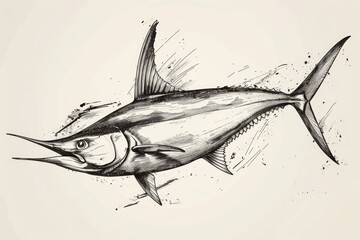 Wall Mural - Simple fish drawing suitable for various design projects