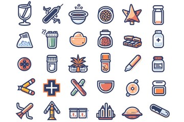 Canvas Print - Various colored icons on a plain white background. Suitable for web design projects