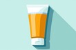 A tube of sunscreen cream on a blue background. Perfect for summer and vacation concepts