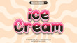 Chocolate flavor colourful ice cream editable 3d vector text style effect