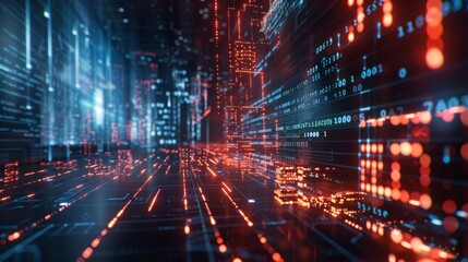 Futuristic digital data stream in cyberspace