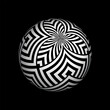 Abstract Ball Shape. Geometric Pattern on 3D Sphere. Decorative Design Element on Black Background. 