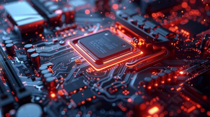 Poster - Futuristic processor circuit board close-up