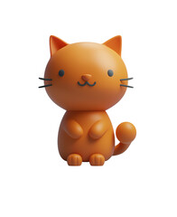 Wall Mural - For Kids: A Cute 3D Rendered Chibi Cartoon Illustration of an Orange Cat in Toy Style, Isolated on Transparent Background, PNG