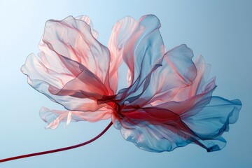 Wall Mural - translucent red flower on a blue background