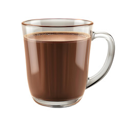 Glass mug of hot chocolate isolated on transparent background Generative Ai.