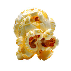 Single popcorn macro shot isolated on transparent background Generative Ai.