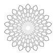 Abstract Decorative Outline Circle Radial Floral Pattern. Round Design Element. 