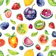 Watercolor fruits seamless pattern background