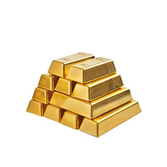 A stack of gold bars on a transparent background