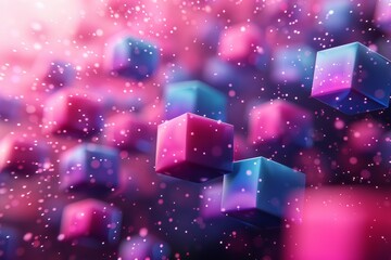 Wall Mural - an enchanting visual of sparkling, colorful cubes suspended mid-air in a mysterious atmospheric sett