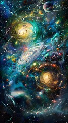 Wall Mural - Astral dreams: galaxies dancing in the void