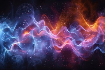 Wall Mural - vibrant abstract representation of cosmic energy with intertwining waves of particles and light acro
