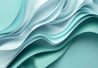 Wall Mural - A modern abstract image with curving lines and smooth flowing aqua tones in a serene composition