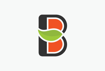 Wall Mural - Simple letter b with leaf logo