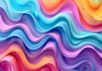 Poster - This image features a lively and inviting array of wavy lines in a spectrum of vivid, harmonious colors creating a dynamic flow