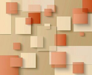 Poster - A minimalist composition of earthy beige and red toned squares arranged in a modern geometric abstract pattern