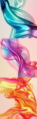 Poster - A digital art piece with fluid ribbons of iridescent colors flowing gracefully, conveying elegance and movement