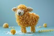spaghetti lamb on a blue background