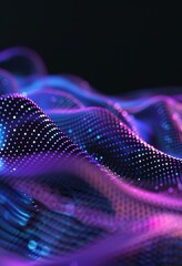 Poster - This image captures the essence of modern digital art with its neon wave patterns glowing against a dark backdrop