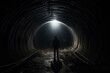 Tunnel man dark light. Freedom concept. Generate Ai