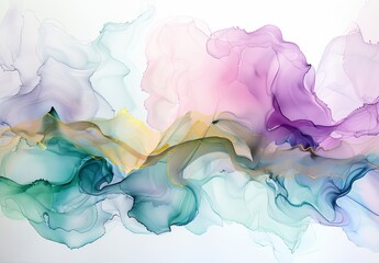 Sticker - A gentle abstract texture with fluid waves in soft pastel colors and gold outline highlights