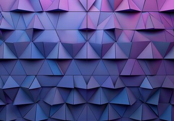 Canvas Print - An image depicting a dense pattern of triangular 3D shapes with blue and purple tones