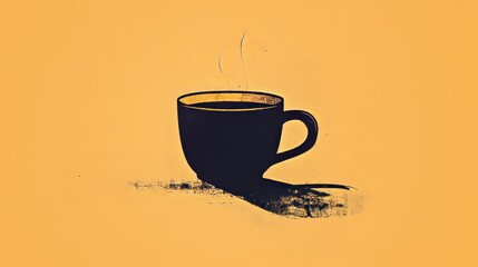 A minimalist silhouette of a hot cup of coffee