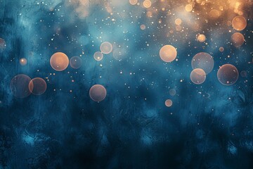 Wall Mural - abstract background of blue texture with golden and white bokeh lights overlay creating a dreamy loo