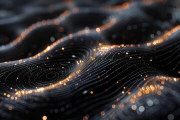 Wall Mural - illustrating high-tech or electronic concepts, this image captures a monochrome landscape with glitt